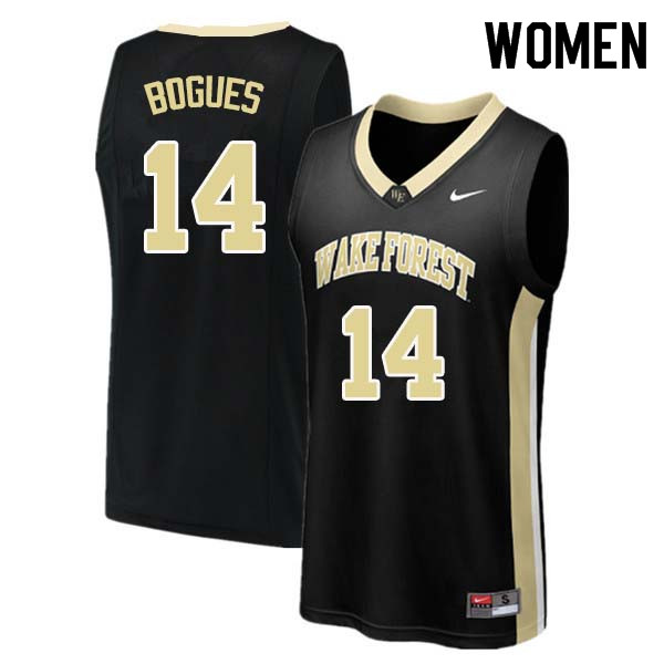 Women #14 Tyrone Bogues Wake Forest Demon Deacons College Basketball Jerseys Sale-Black